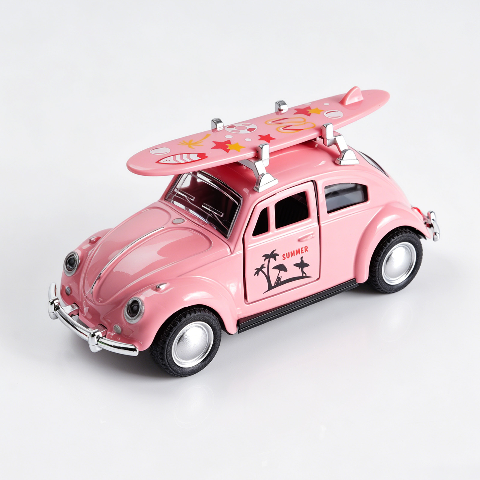 Kids Toys Car - Voiture miniature Volkswagen Beetle rose 1:36