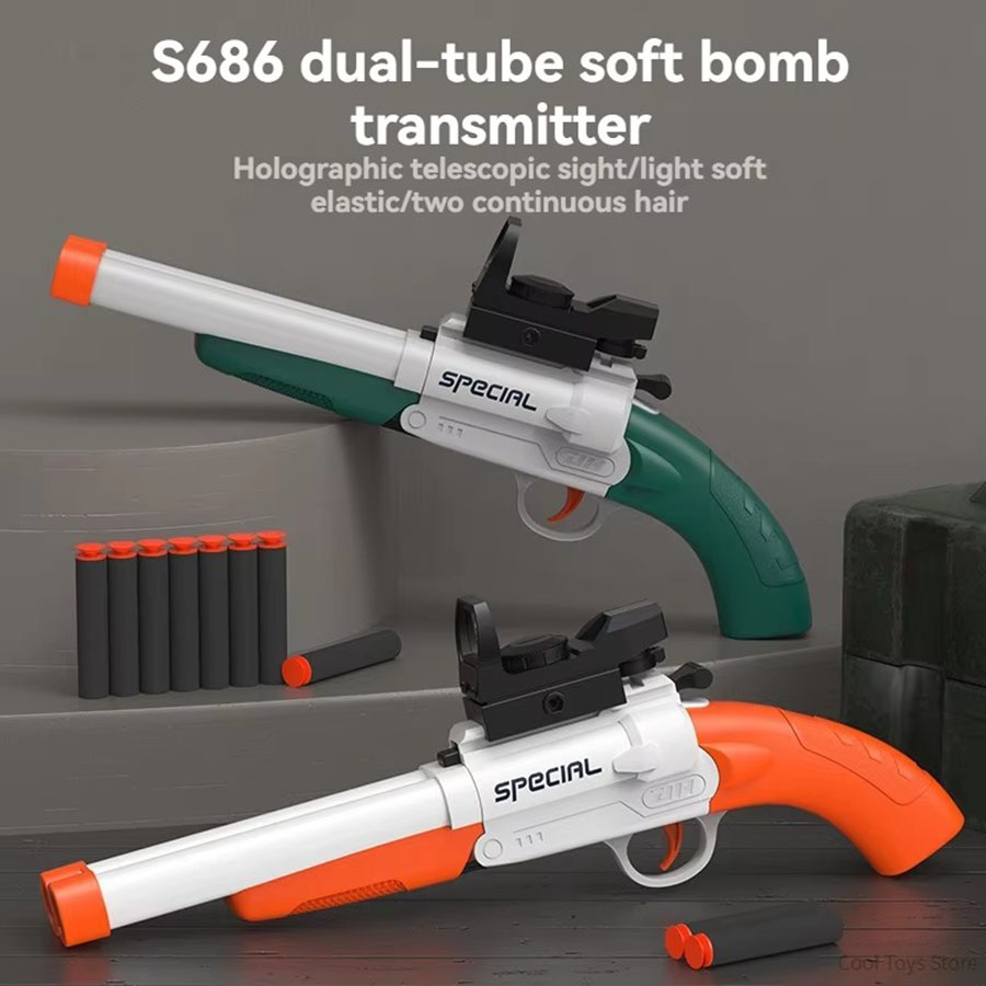 Pistolet jouet à Double canon  - Foam Dart Gun avis et prix